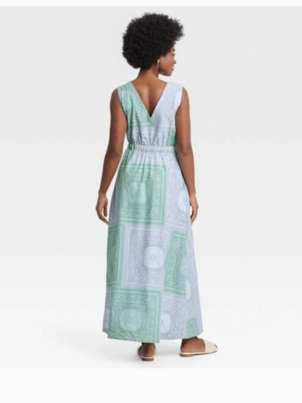 Universal Thread Green & Blue Bandana Print Sleeveless Maxi Dress Size Medium - Picture 6 of 6